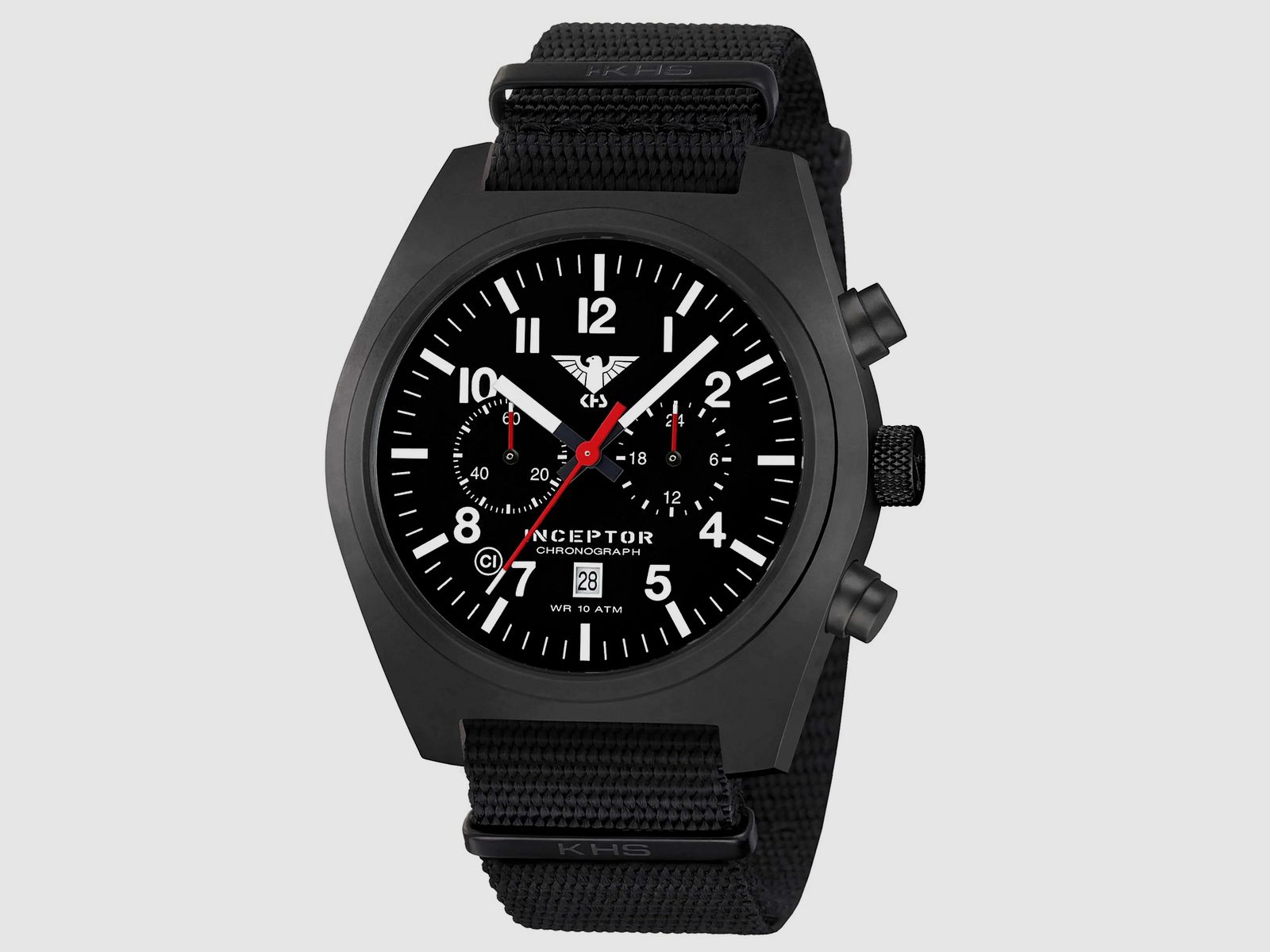 KHS KHS Uhr Inceptor Black Steel Chronograph Natoband schwarz