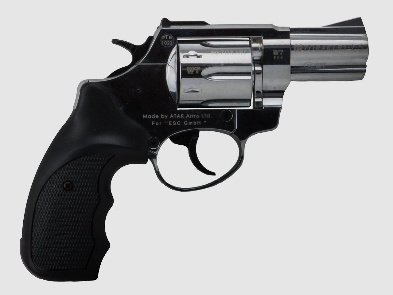 Schreckschuss Revolver Zoraki R1 Chrom 2,5 Zoll Kaliber 9 mm R.K. (P18) + 50 Schuss