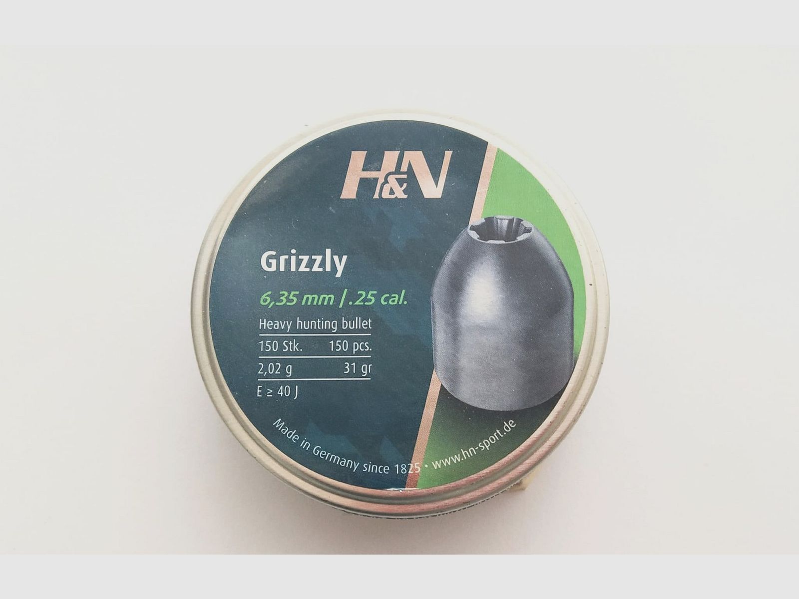 Pudełko pocisków H&N Grizzly kal. 25 / 6,35mm – 20,2g 150 sztuk