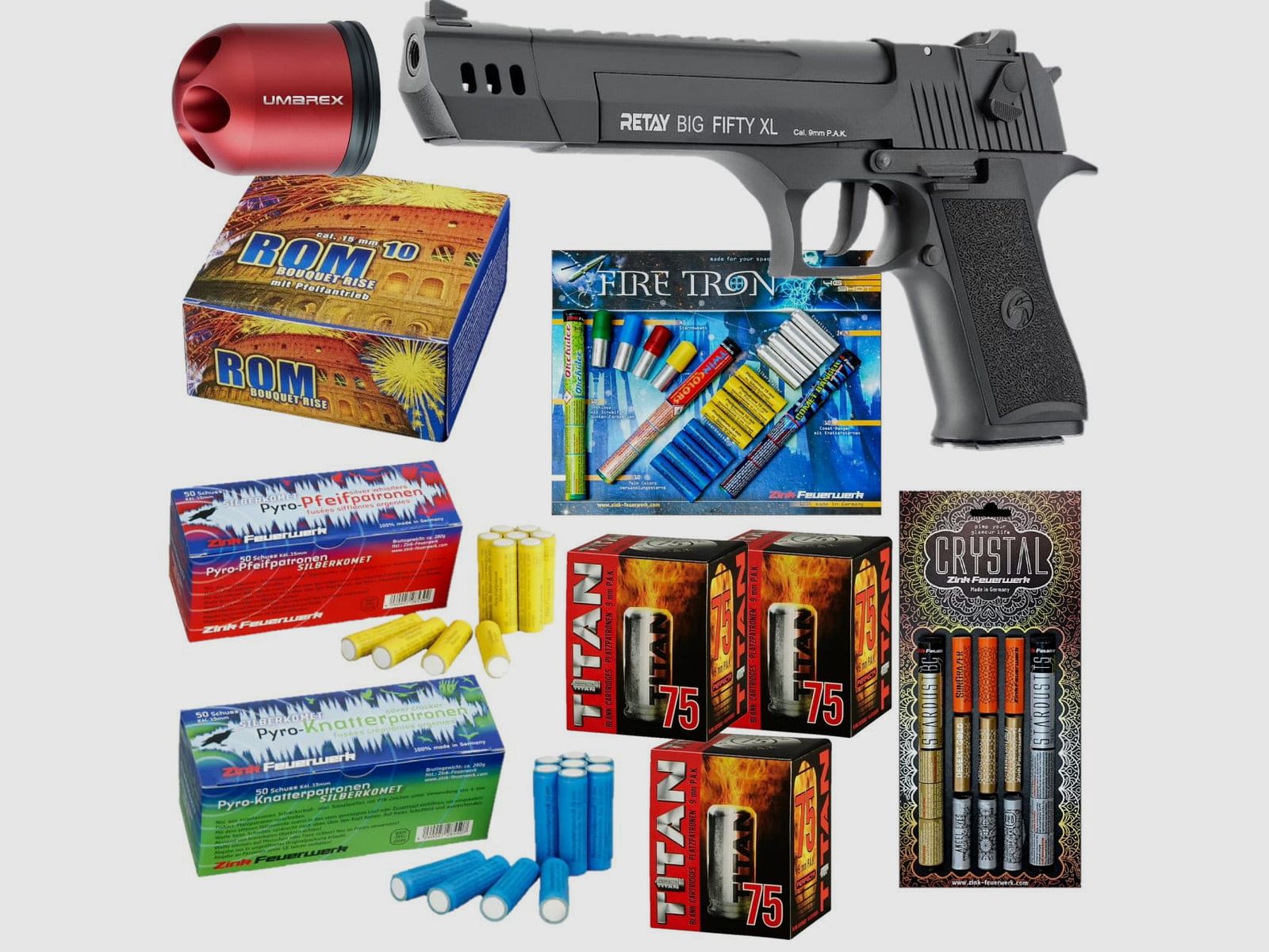 Conjunto de fuegos artificiales de fogueo Retay Big Fifty XL