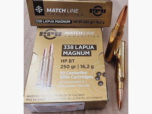 .338Lapua Mag./250grs. HPBT Match PPU A-583 10 Stk. Wieder Lieferbar!!