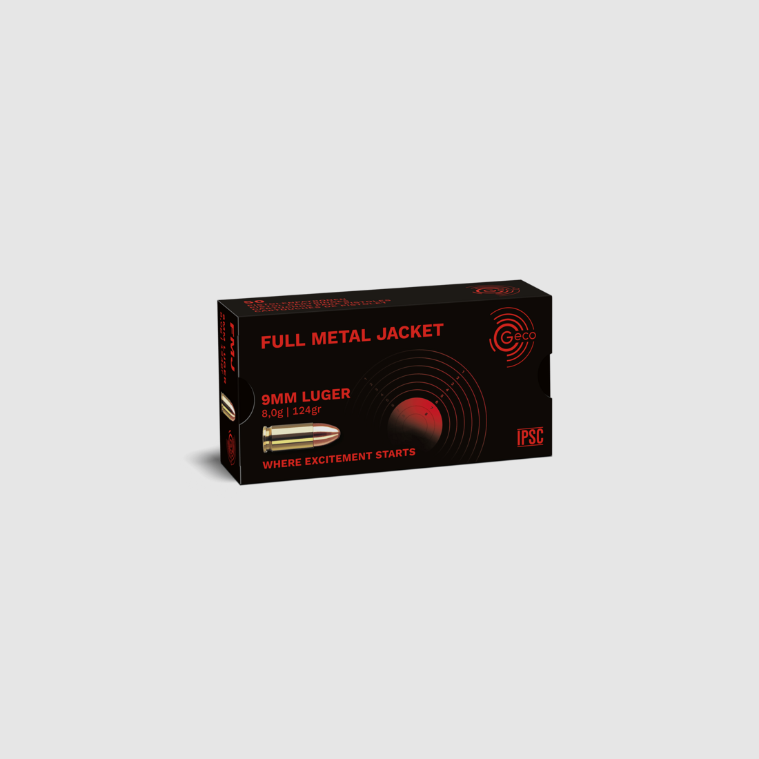 Geco 9mm LUGER FMJ 8,0g 124gr, image 1 sur 2