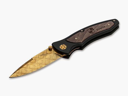 Coltello pieghevole in damasco d'oro Tirpitz con certificato