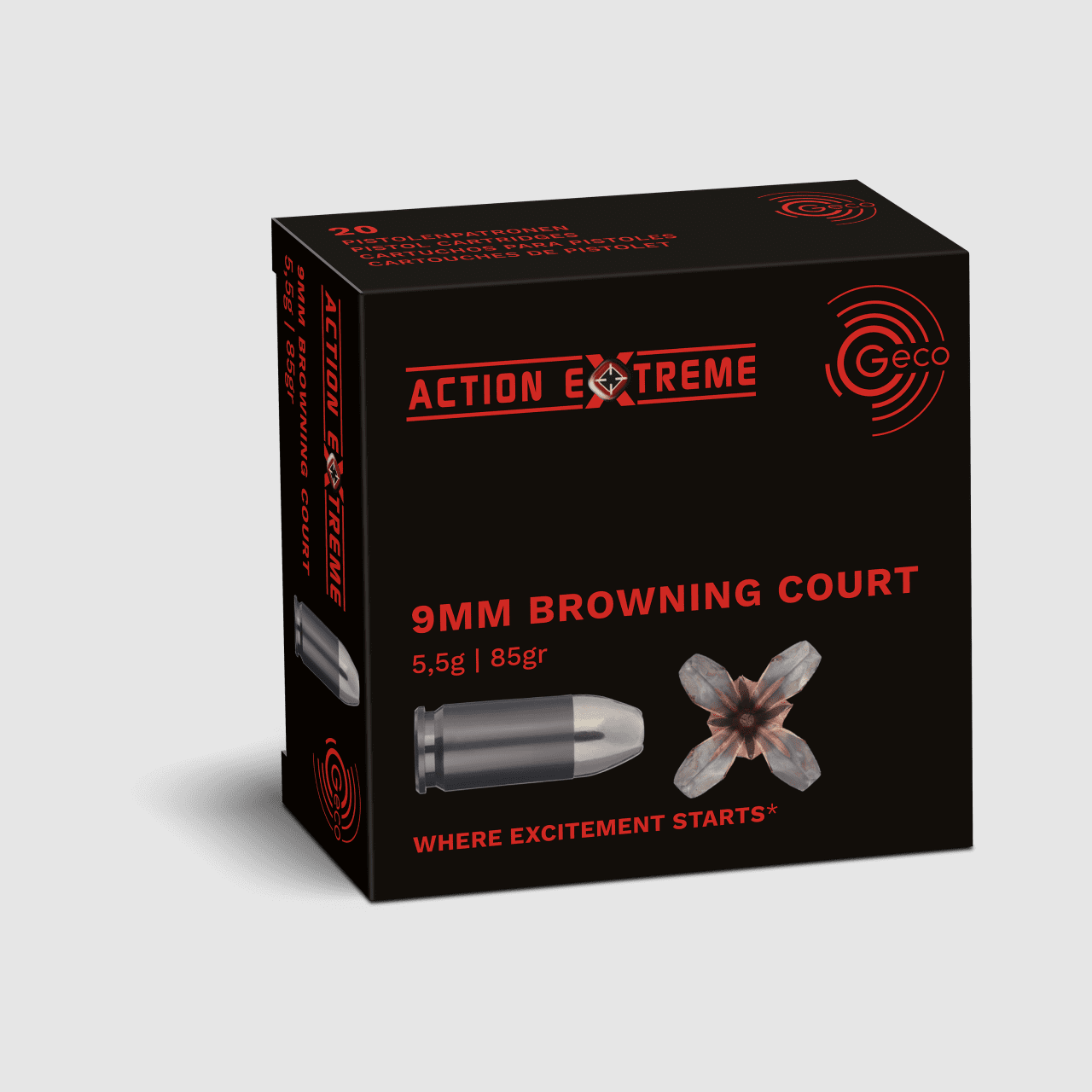 Geco 9 mm Br. Kort ACTIE EXTREME 85gr. - 20 stuks.