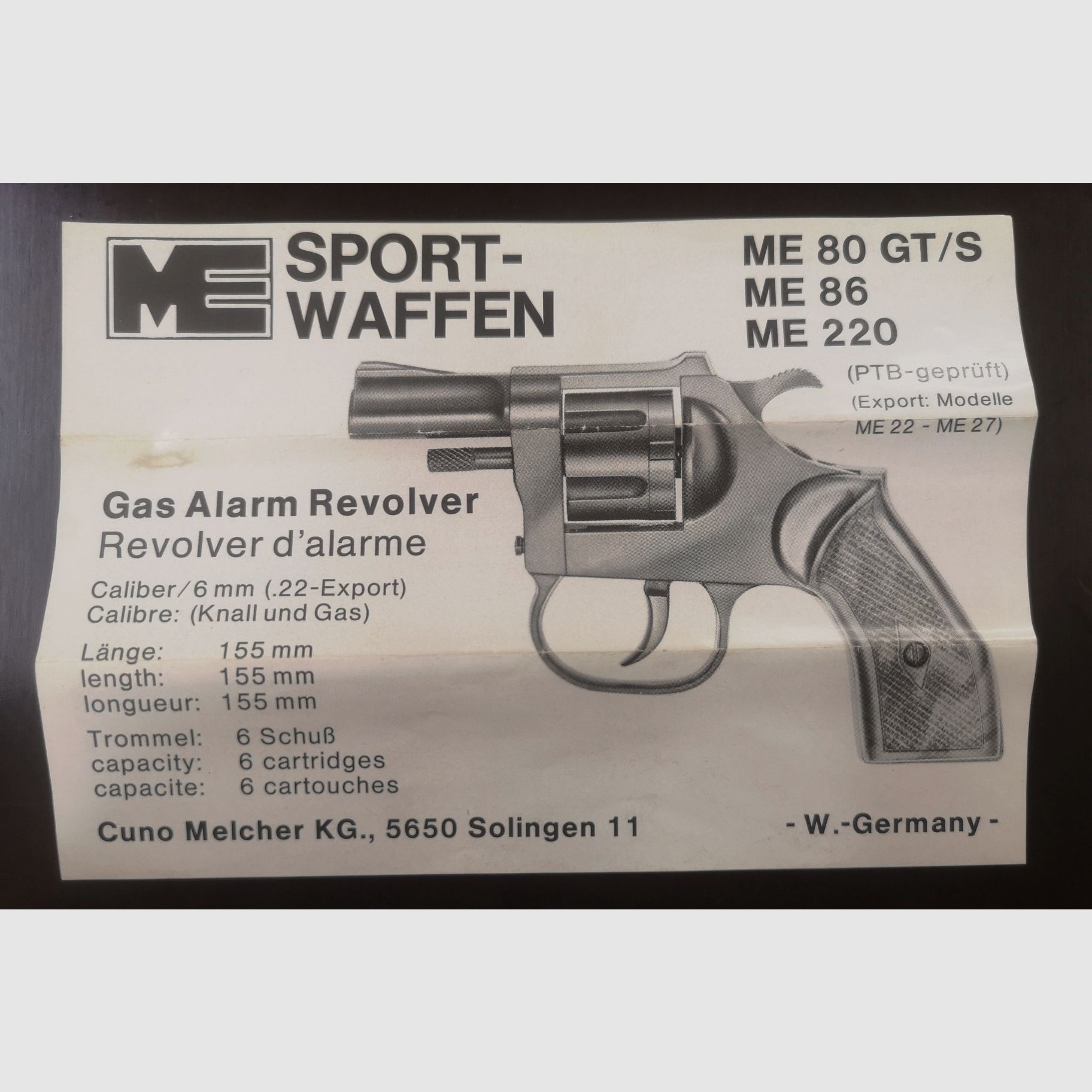 ME 86 Revolver 6mm Flobert mit Wechseltrommel .22 "Sahnestück
