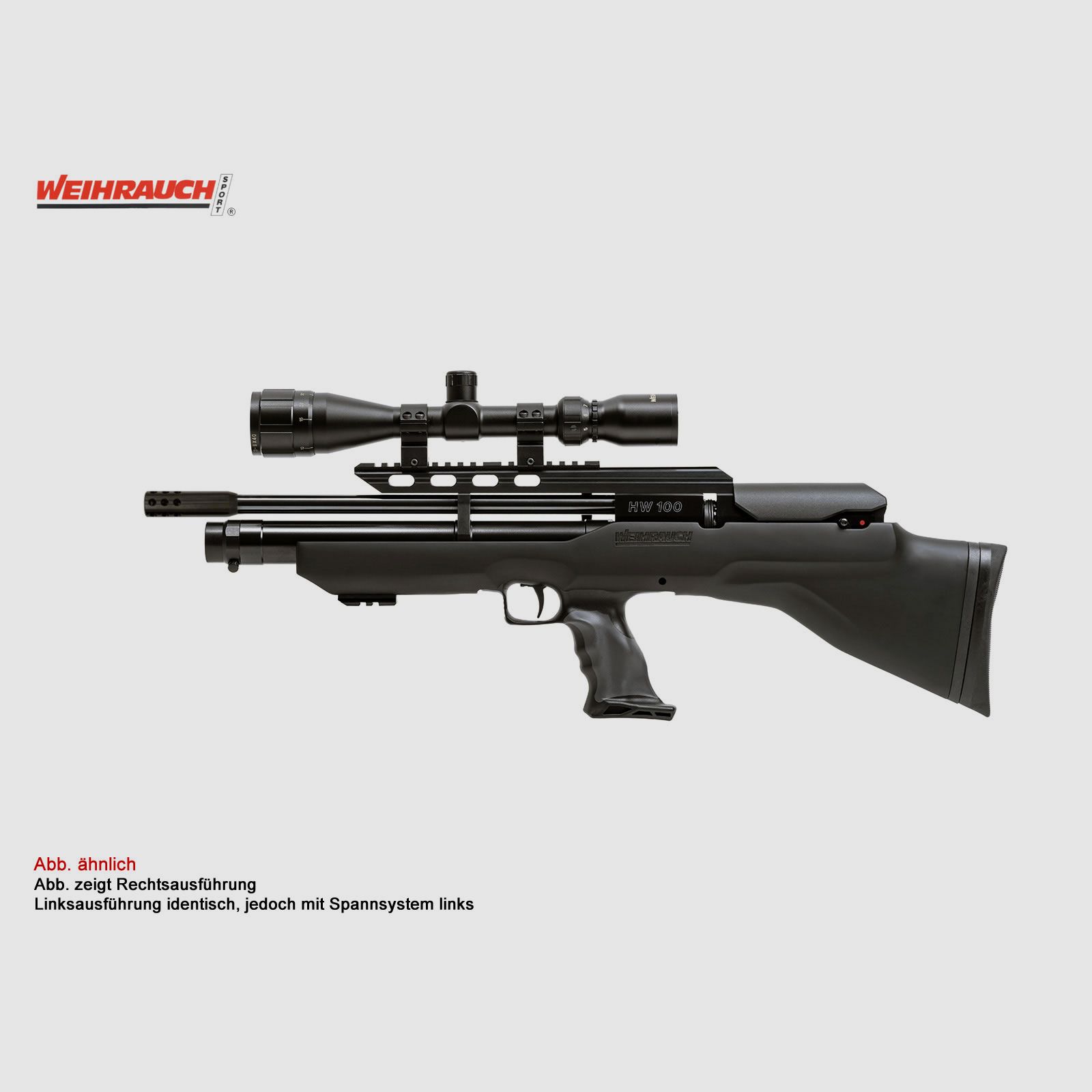 Pressluftgewehr Weihrauch HW 100 Bullpup, Synthetikschaft, Kompensator, Linksspanner, Kal. 4,5 mm (P18)