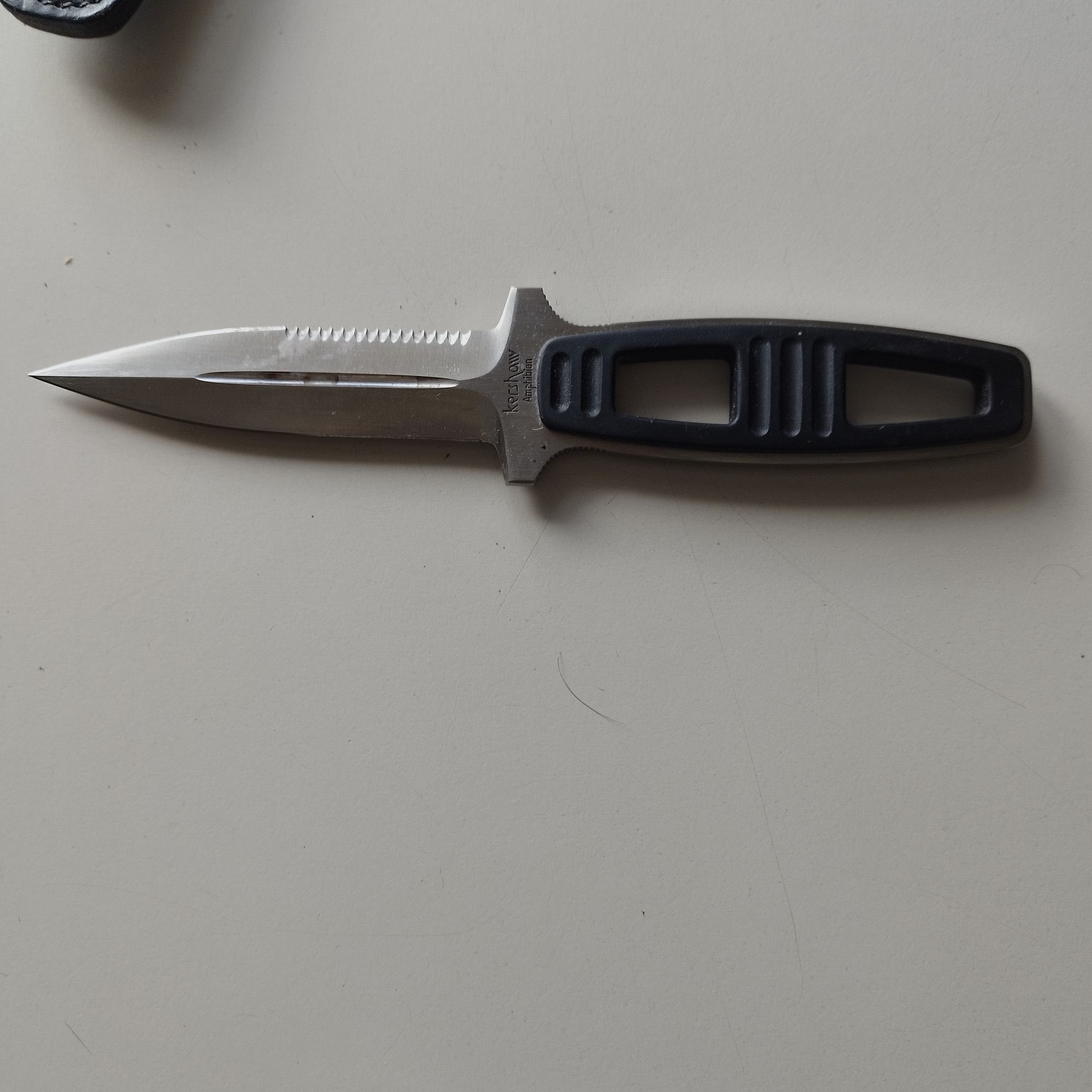Hochwertiges Taucher-Messer Kershaw 1006 Japan mit Leder-Clip Scheide, Bild 2 von 7