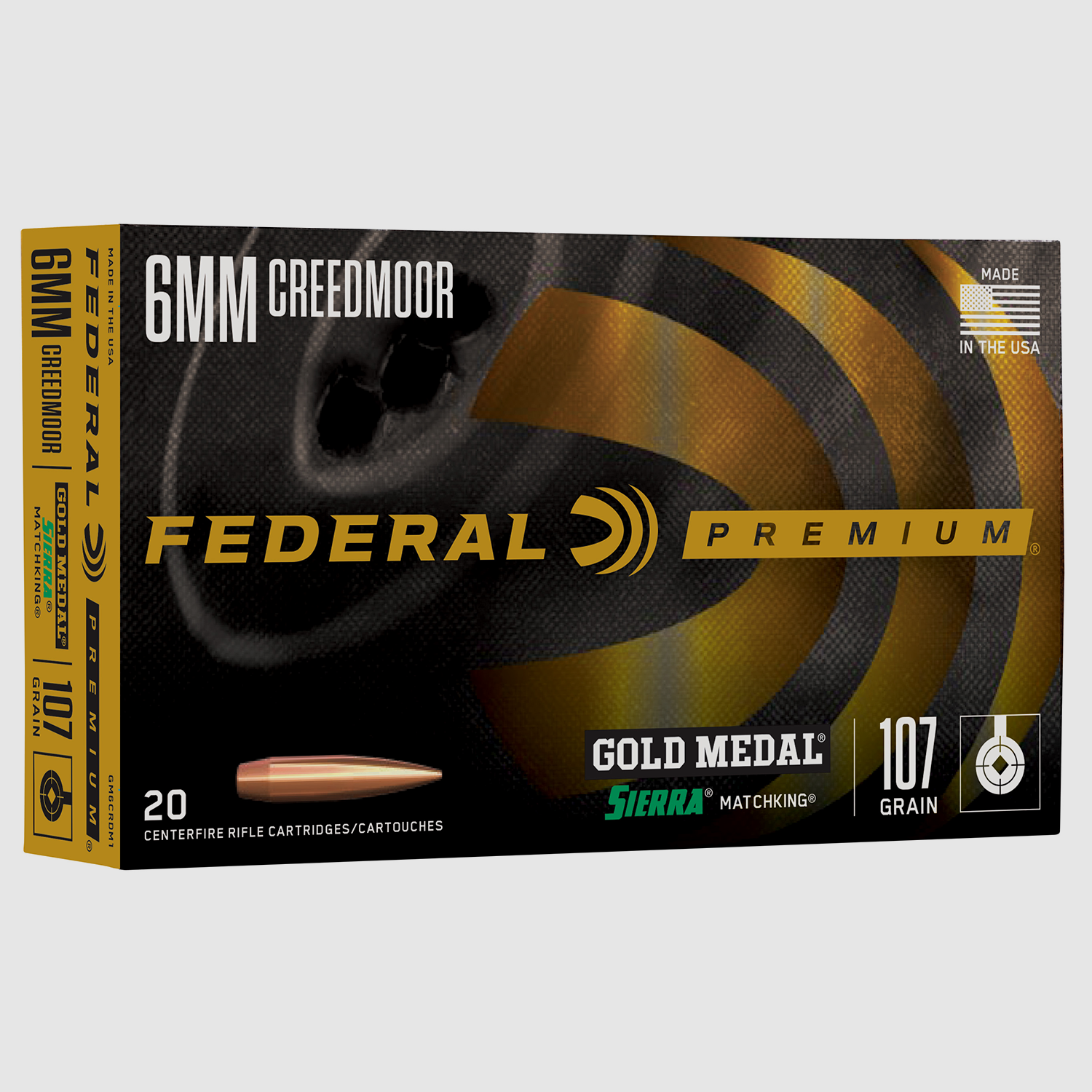 Federal Büchsenmunition Gold Medal 6 mm Creedmoor 6,9g Sierra Matchking Boat Tail Hollow Point