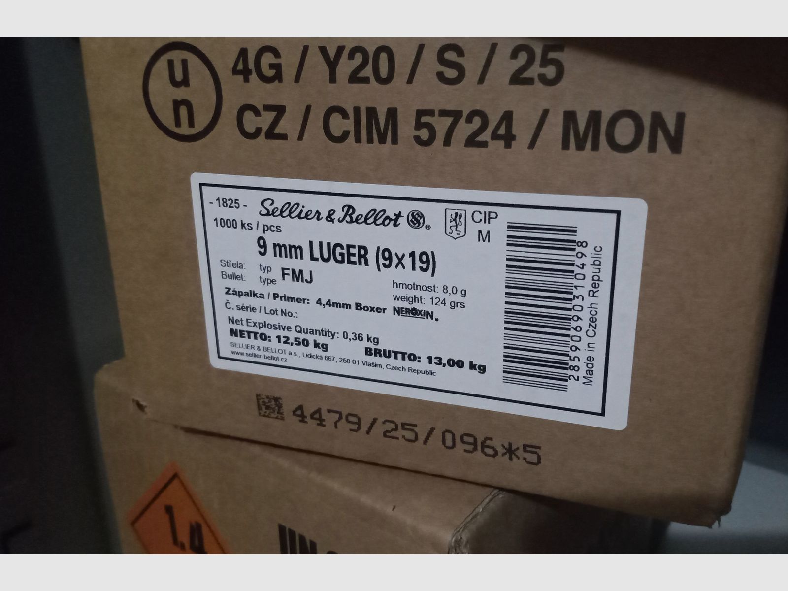 Sellier & Bellot 9 mm Luger S&B FMJ 8,0g 124grs °°°°°°°°°°°°°°°°°°°°°°°°°