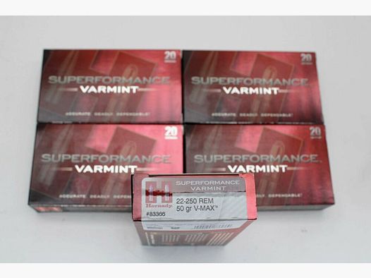100 Schuß Hornady .22-250 Rem Superperformace Varmint mit 50gr. V-MAX #8336