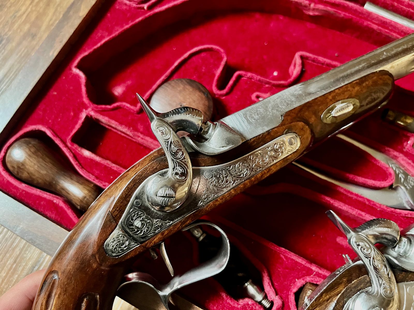 2x Duelpistolen in de koffer - Perkussiepistool Duelpistool