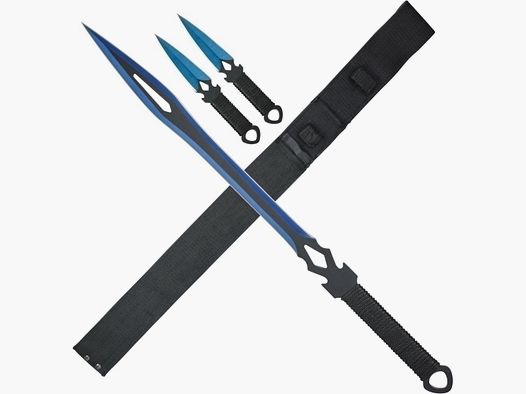 Sword with back holder and two throwing knives fantasy