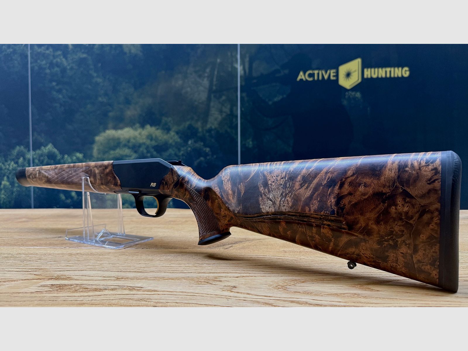 Blaser R8 Custom Schaft mit Gehäuse/System // HK 9-10 // R8 Logo und Abzug in gold // TRAUMSCHAFT