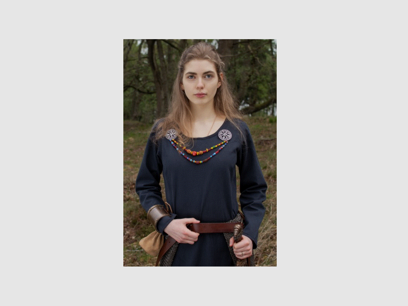 Simple medieval dress Afra made of sturdy canvas, dark blue