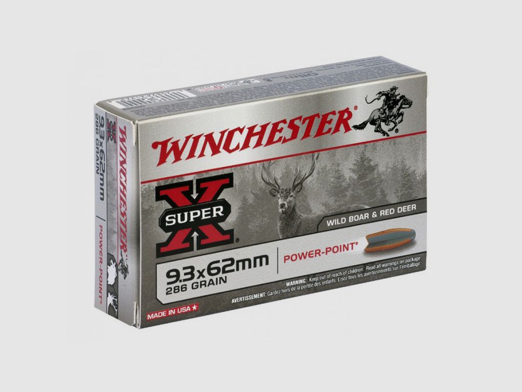Winchester Super-X 9,3x62 286GR Power Point 20 cartouches