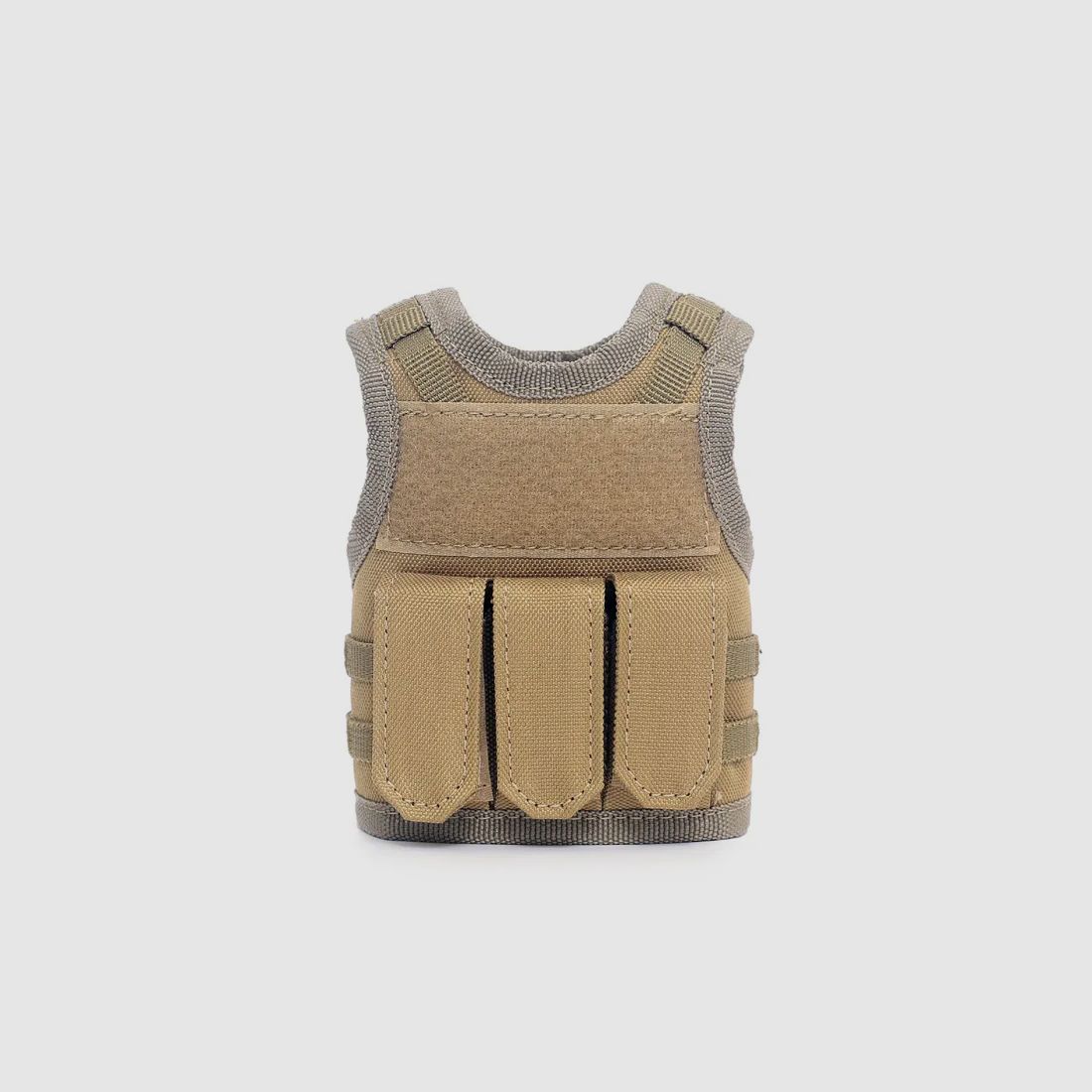 Mini Tactical Schutzweste mit Fronttaschen für Bierflasche / Weinflasche / Thermosflasche - Sand