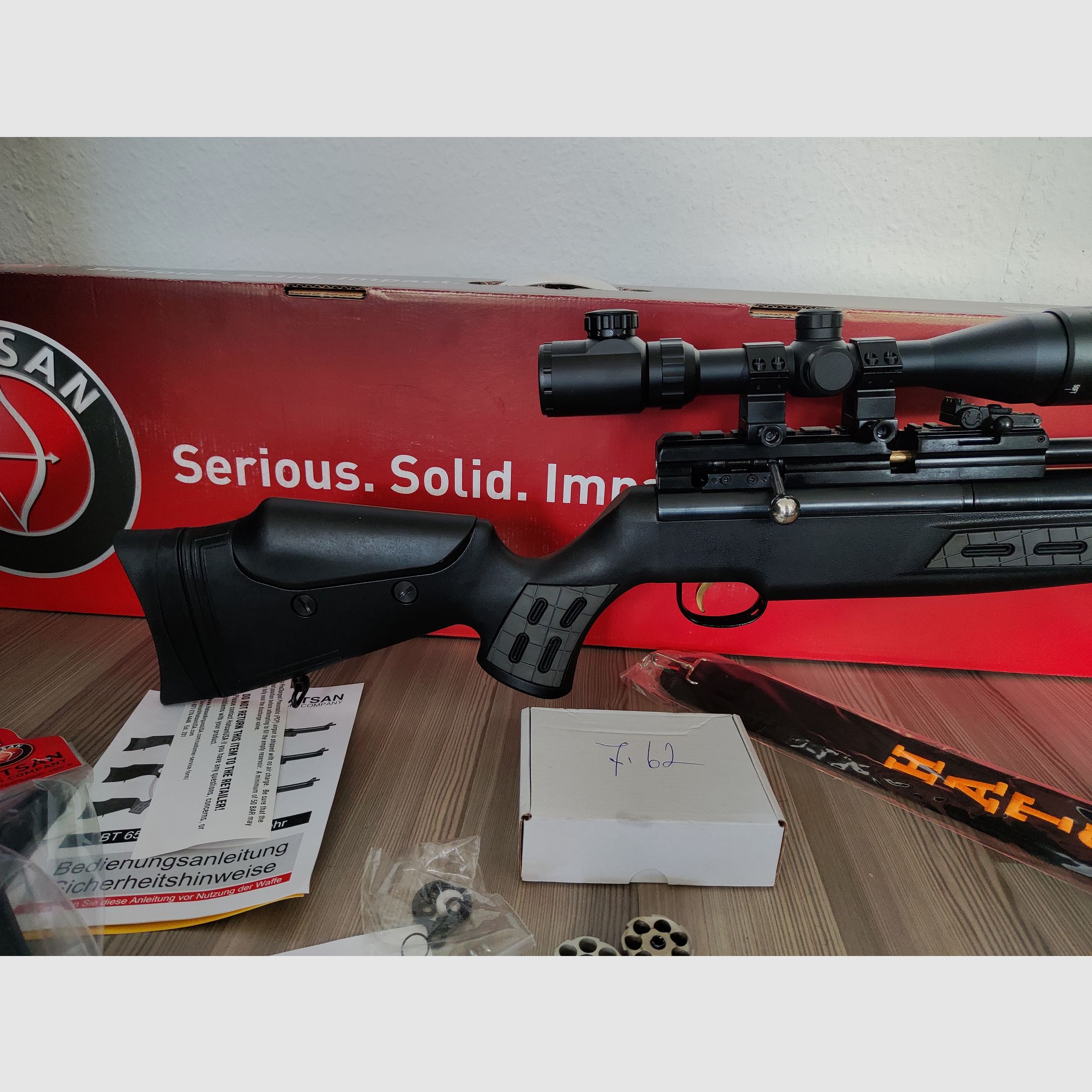 Hatsan BT65 Elite .30 (7.62mm) – Complete set including tuning cartridge (Huma-Air) & custom silencer up to 130 Joules*