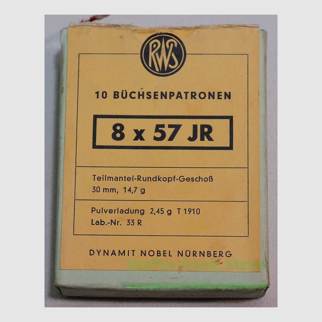 RWS (WZd.Fa.Rottweil) Rifle cartridges 8x57JR 14.7 g TMR
