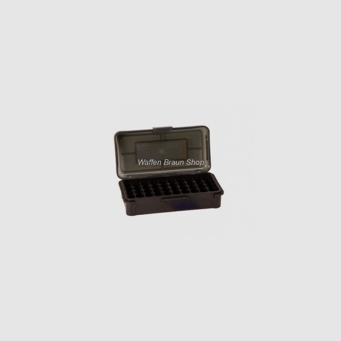 Frankford Arsenal ammunition box # 511 with hinge for 50 cartridges .300 Win Mag., .375 H&H Mag., 6