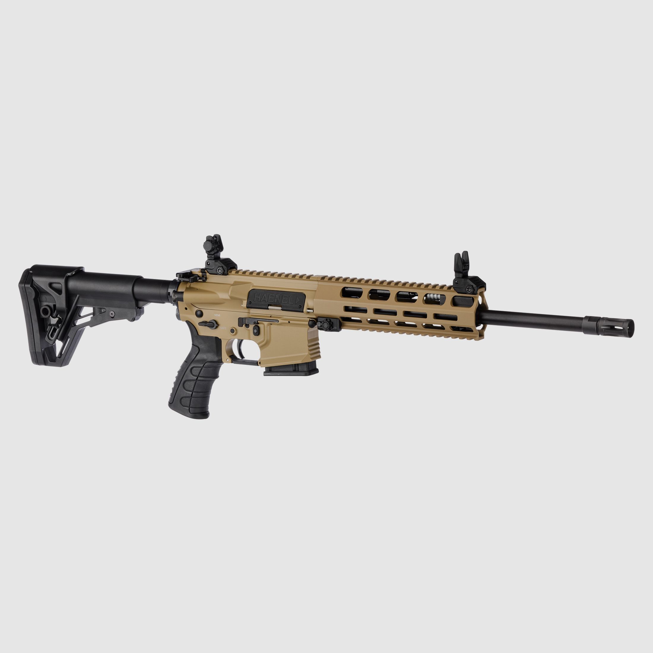 Haenel CR 223 M-LOK Handschutz Lauflänge 368 mm | Matchabzug | Handschutz kurz | Sandfarben | nicht sportlich zugelassen, Kal. .223 Rem.