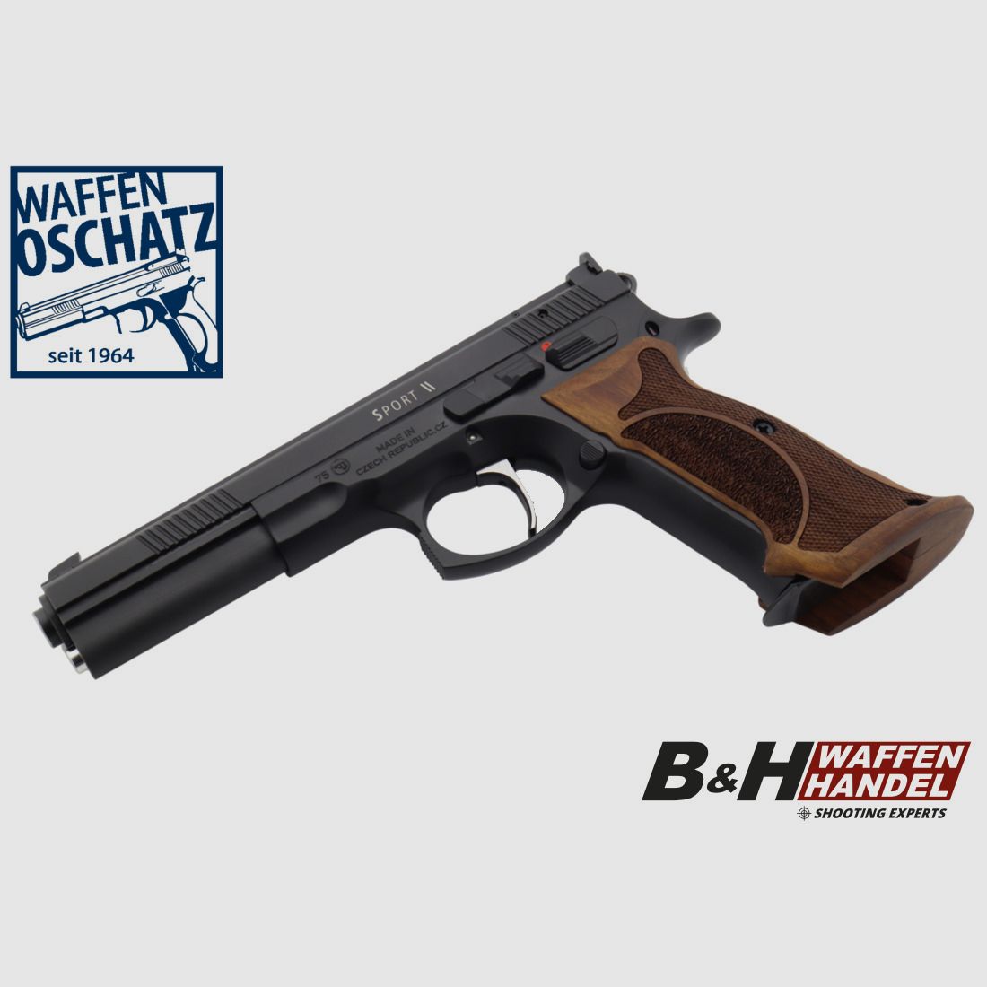  Waffen Oschatz Sport II SA 6" Longslide Matchpistole Nussbaum Matchgriff original von Waffen-Oschatz Stuttgart CZ75