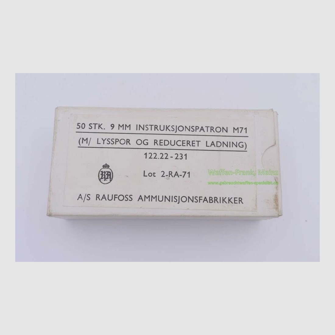 Raufoss Ammunisjonsfabrikker Pistolenmunition