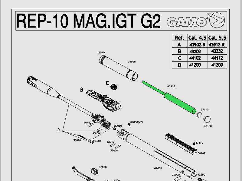 Gasdruckfeder fĂĽr Luftgewehre Gamo G-Magnum 1250 Whisper IGT MACH 1 Hunter 1250 Grizzly Pro G-Magnum 1250 IGT MACH 1 Replay 10 Magnum IGT