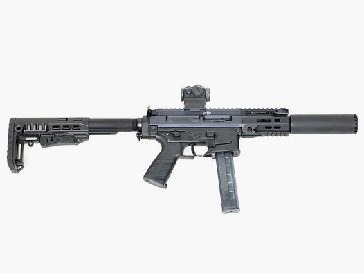 SL Gewehr B&T SPC9 SD PRO, Schwarz, 9×19, integrierter Schalldämpfer, Aimpoint Acro P-2