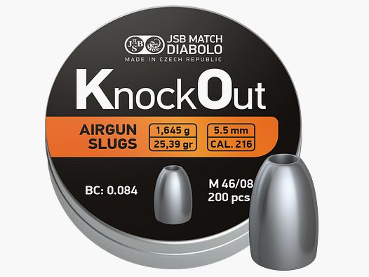 JSB KO Slugs, Kal. .216 / 5,5mm, 1,645g,