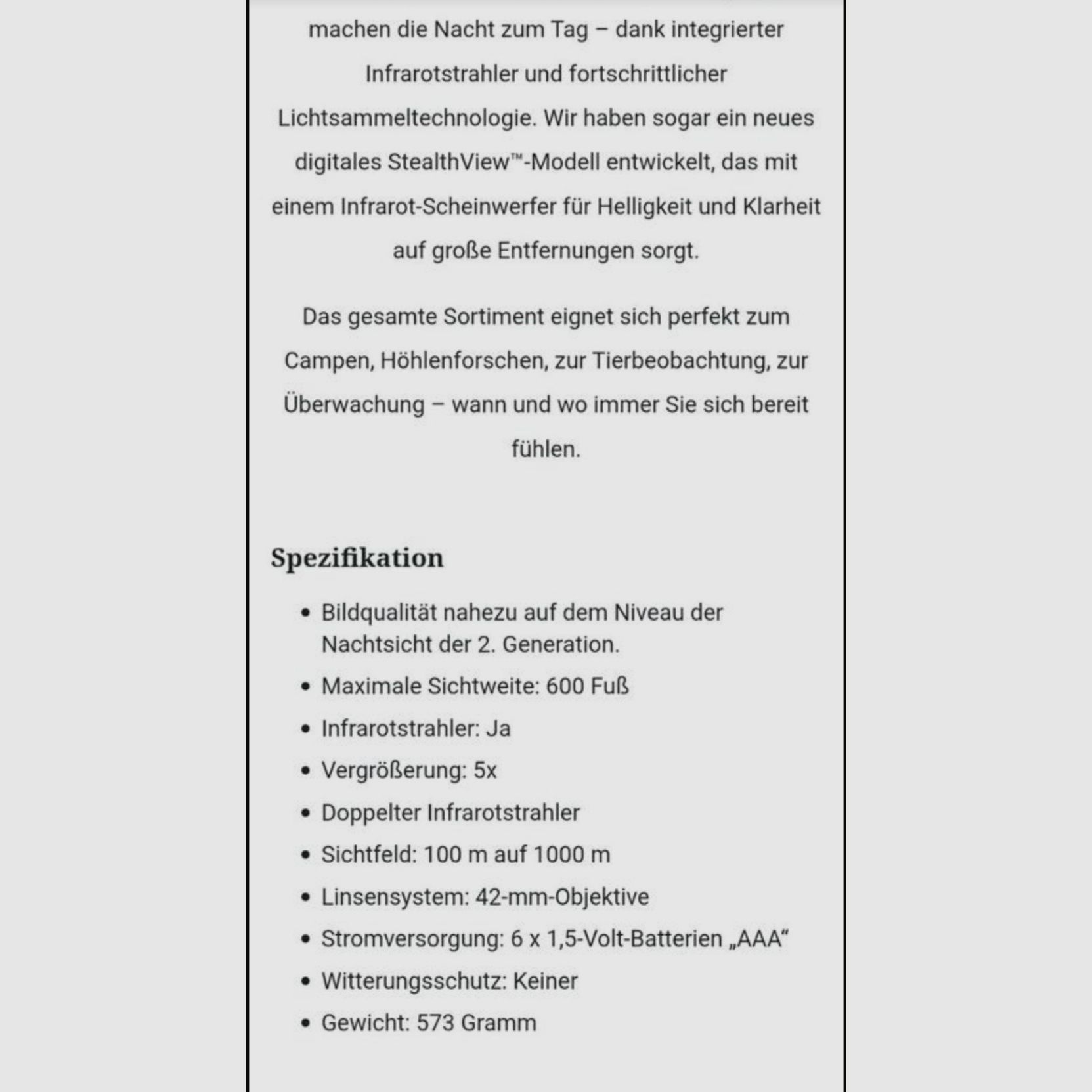 Bushnell Nachtsichtgerät 5x42 Jagd