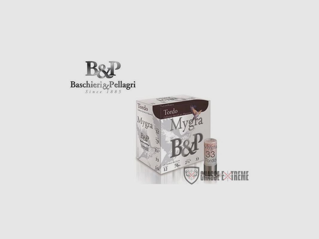 25 Patronen B&P Mygra Tordo 33 Gr Kal. 12/70