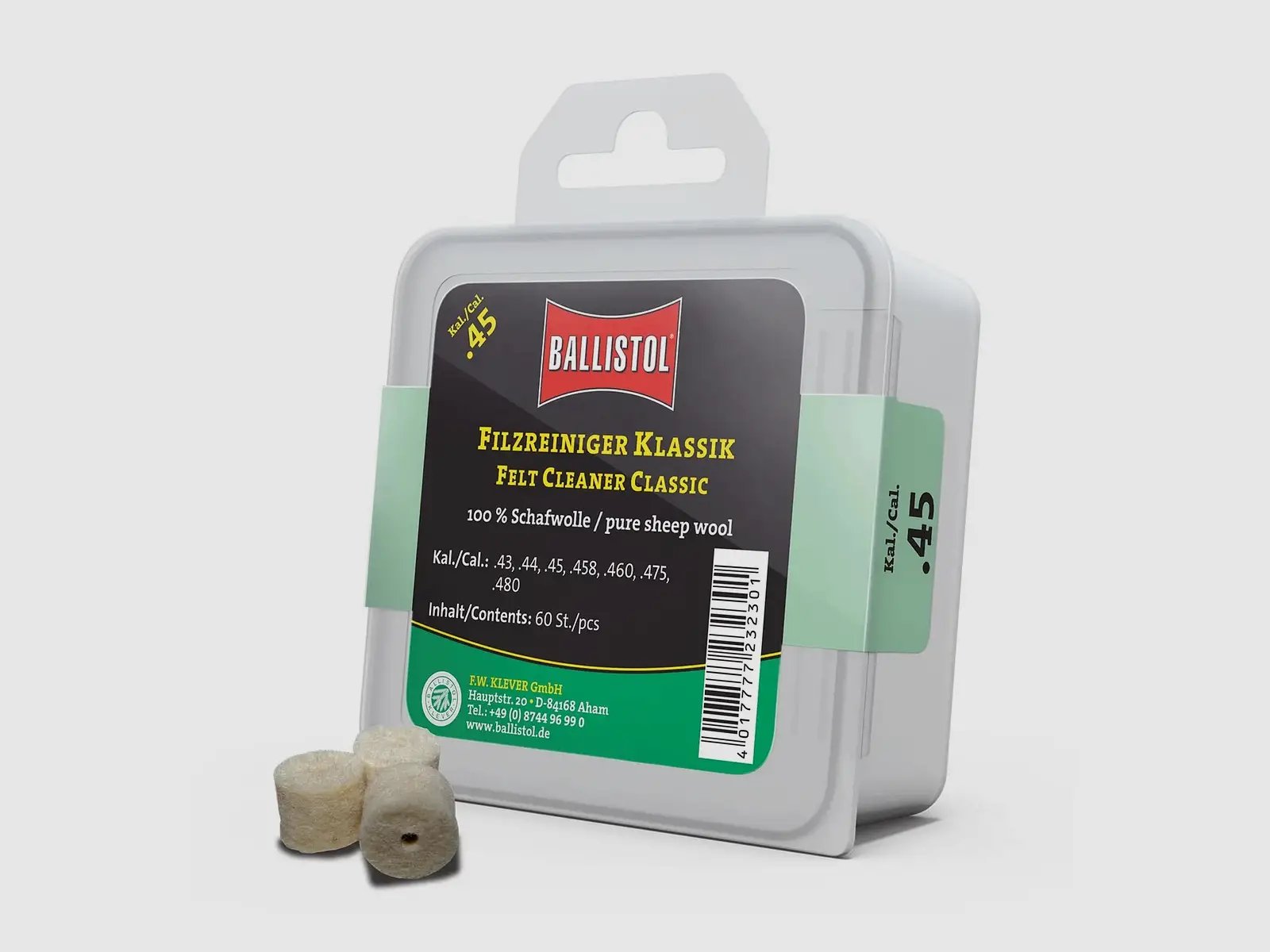 Ballistol Filzreiniger Klassik · neun Kalibervarianten · 60 Stück