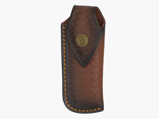 39797-MA – Custodia in pelle marrone per coltelli pieghevoli, 16 cm