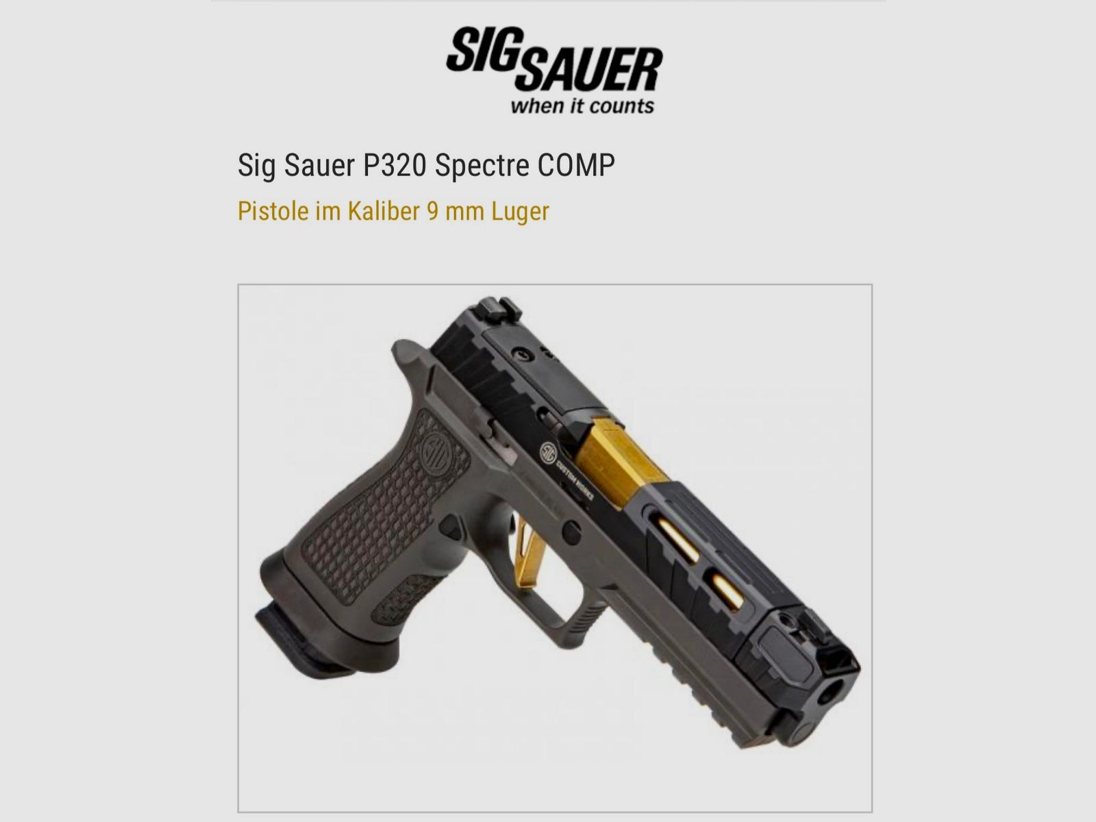 Sig Sauer P320 Spectre COMP pistool met rode stip Romeo