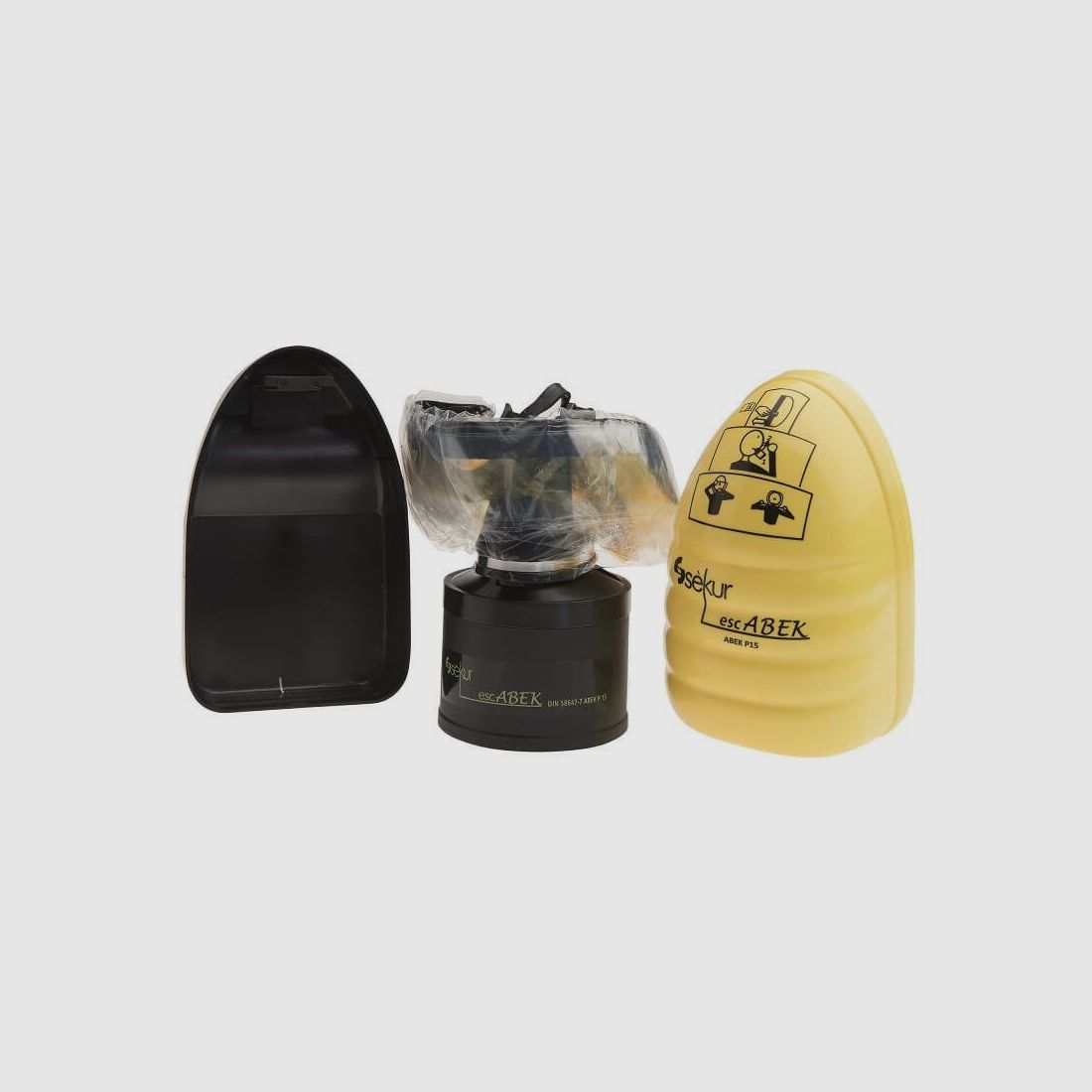 EKASTU escape filter device with hood escABEK-P3 with belt holder