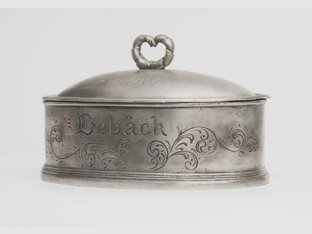 antike Zinndose Jagdschmuck Deko