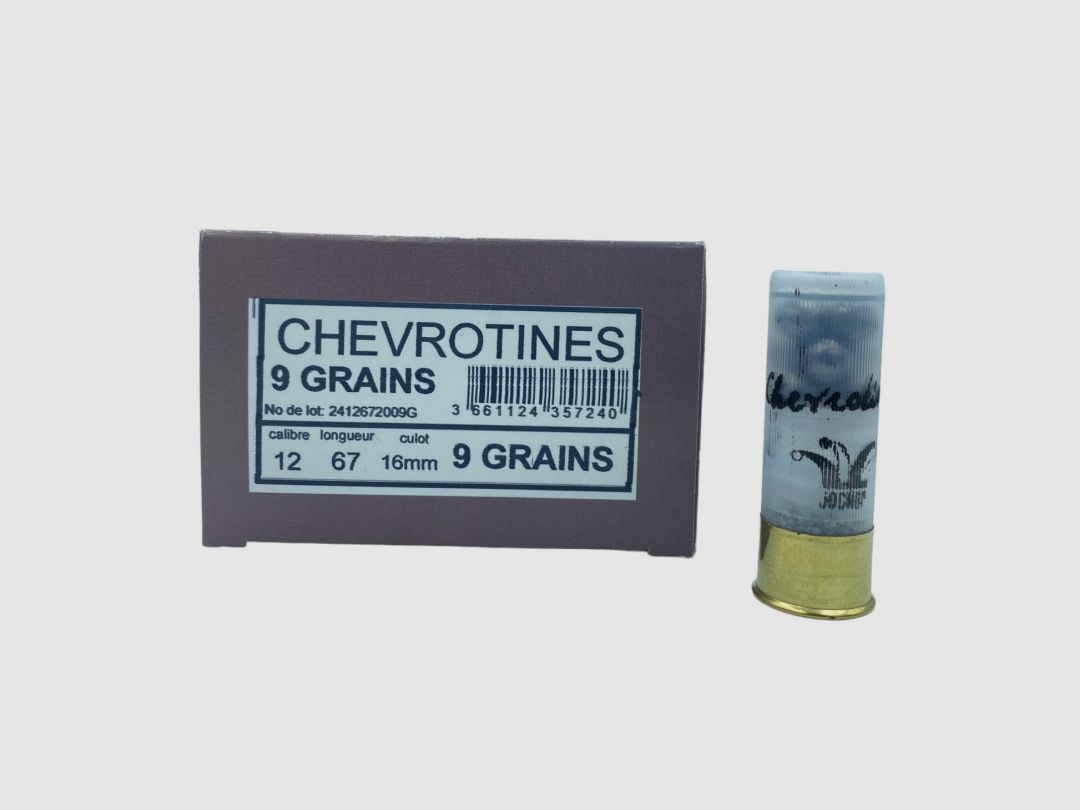PACKUNG MIT 10 PATRONEN JOCKER SCHROT CAL.12/67 9 GRAIN