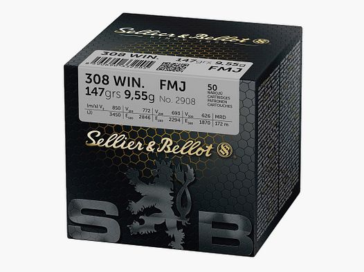 308 WINCHESTER FMJ SELLIER BELLOT 147 GRAINS