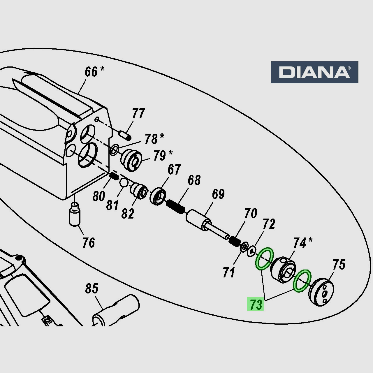 1 StĂĽck O-Ring fĂĽr Ventilblock DIANA Pressluftgewehr P1000 Kal. 4,5 - 5,5 mm, Ersatzteil
