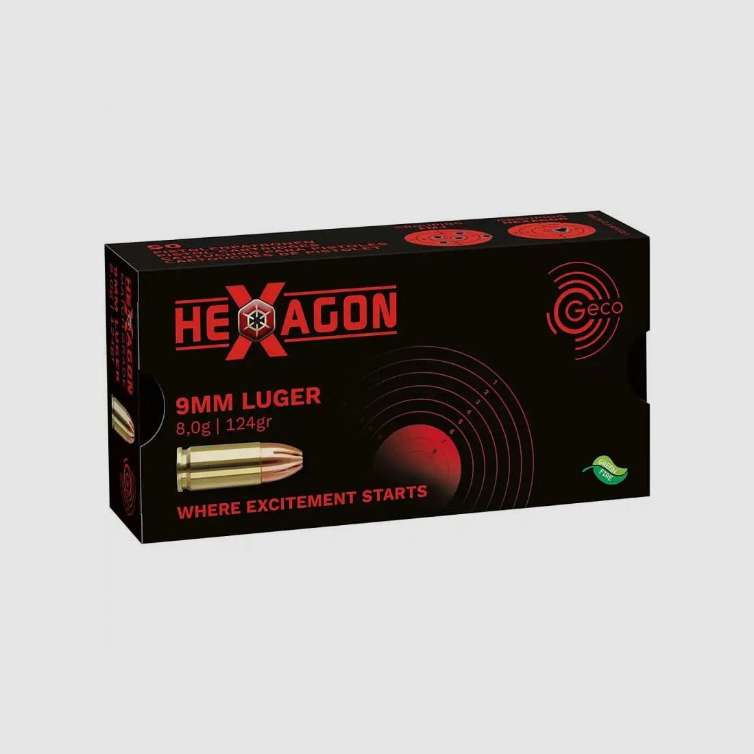 Geco 9 mm Luger Hexagon 124 gr. - 50 Stk.