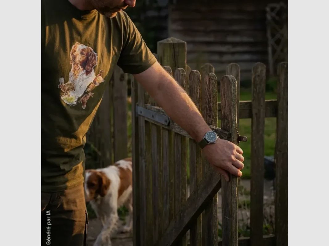 Bartavel kaki T-shirt met spanielmotief, katoen, 190 g/m², afbeelding 5 van 14