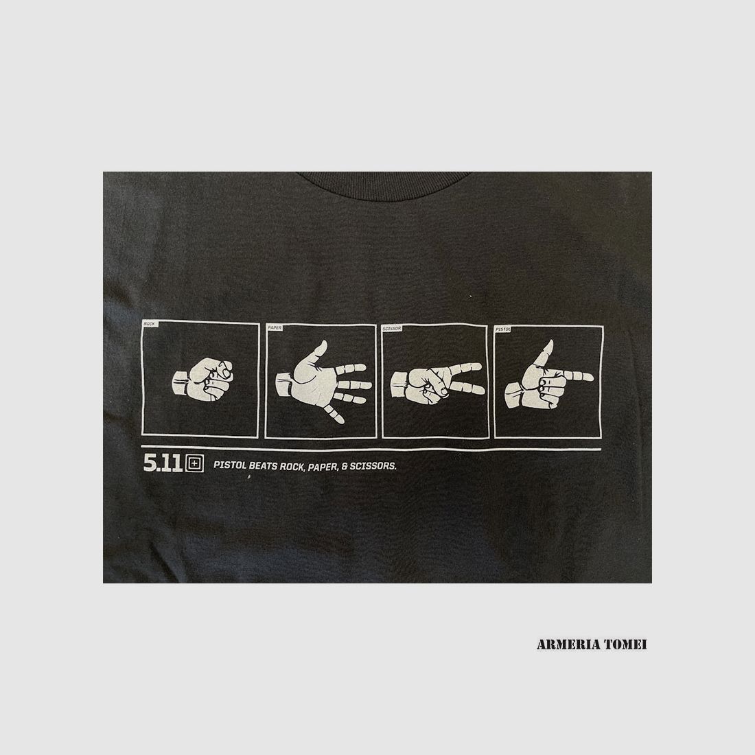 T-SHIRT – 5.11 – LOGO-T ROCK, PAPER, SCISSOR, PISTOL – 018 Charcoal, Bild 3 von 3