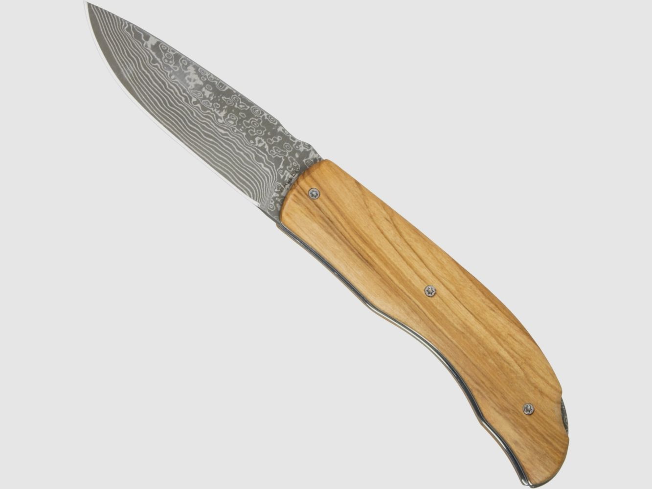 Taschenmesser Damast-Messer Olivenholzgriff 42a konform legal fhren