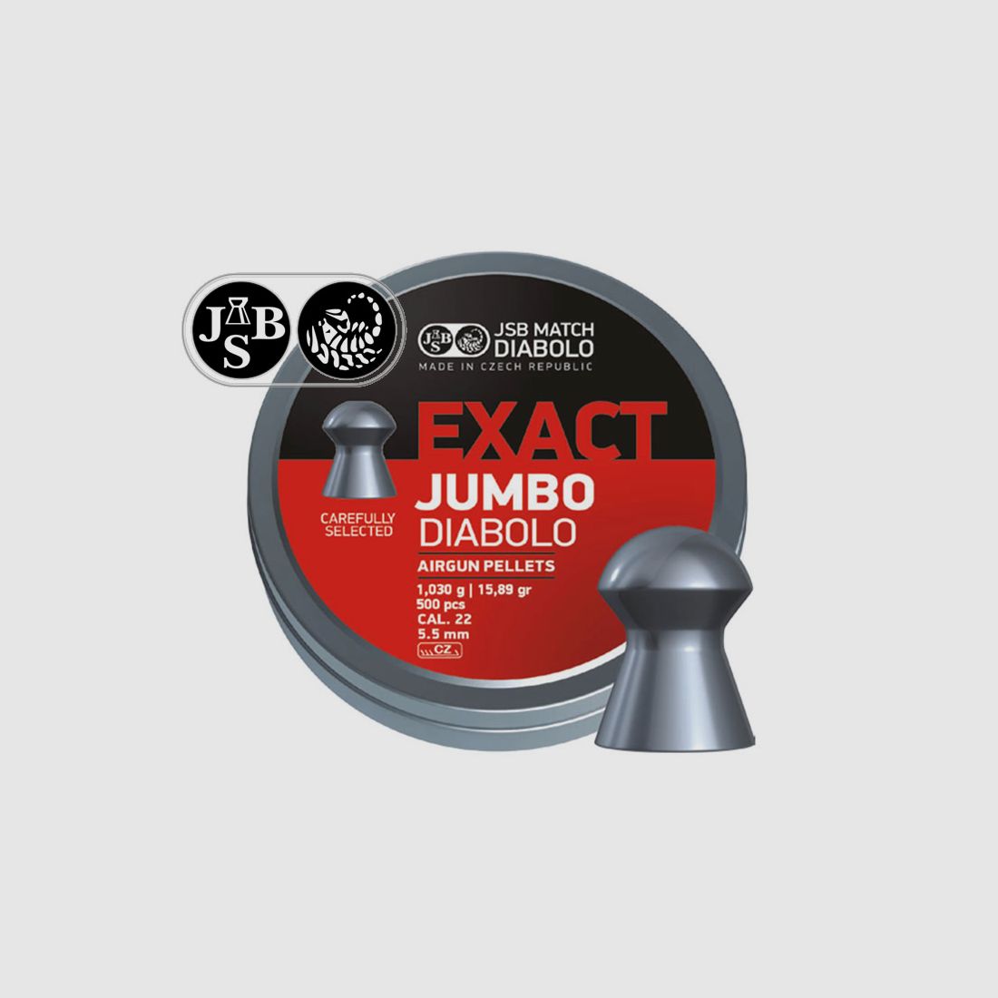 500 StĂĽck JSB Rundkopf Diabolo EXACT JUMBO, Field Target, Kal. 5,51 mm, 1,030 g