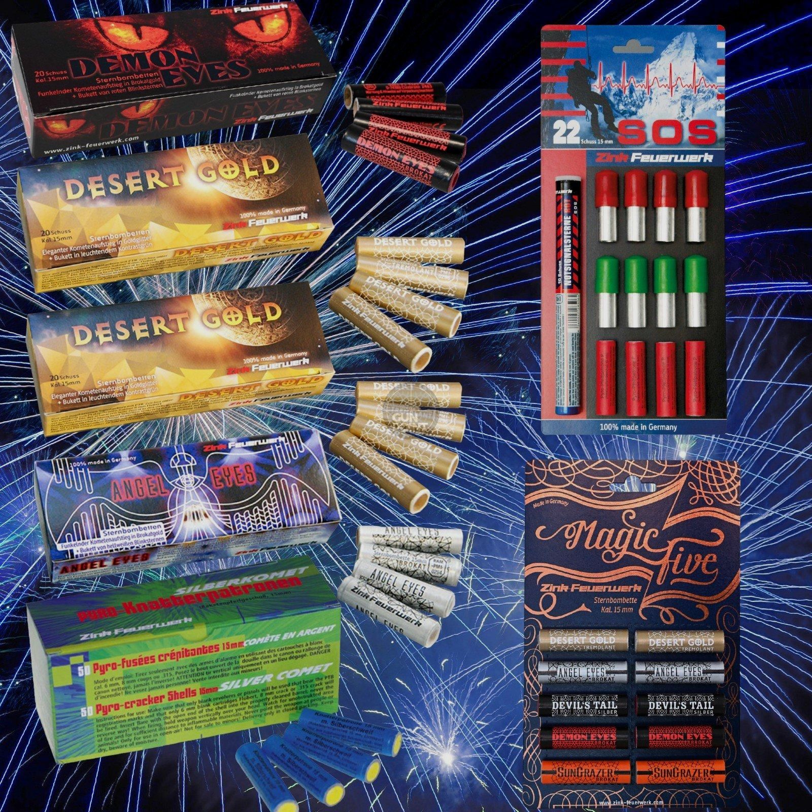 PYRO MEGASET !!! - Effektmunition/ Feuerwerk - 162 tlg.