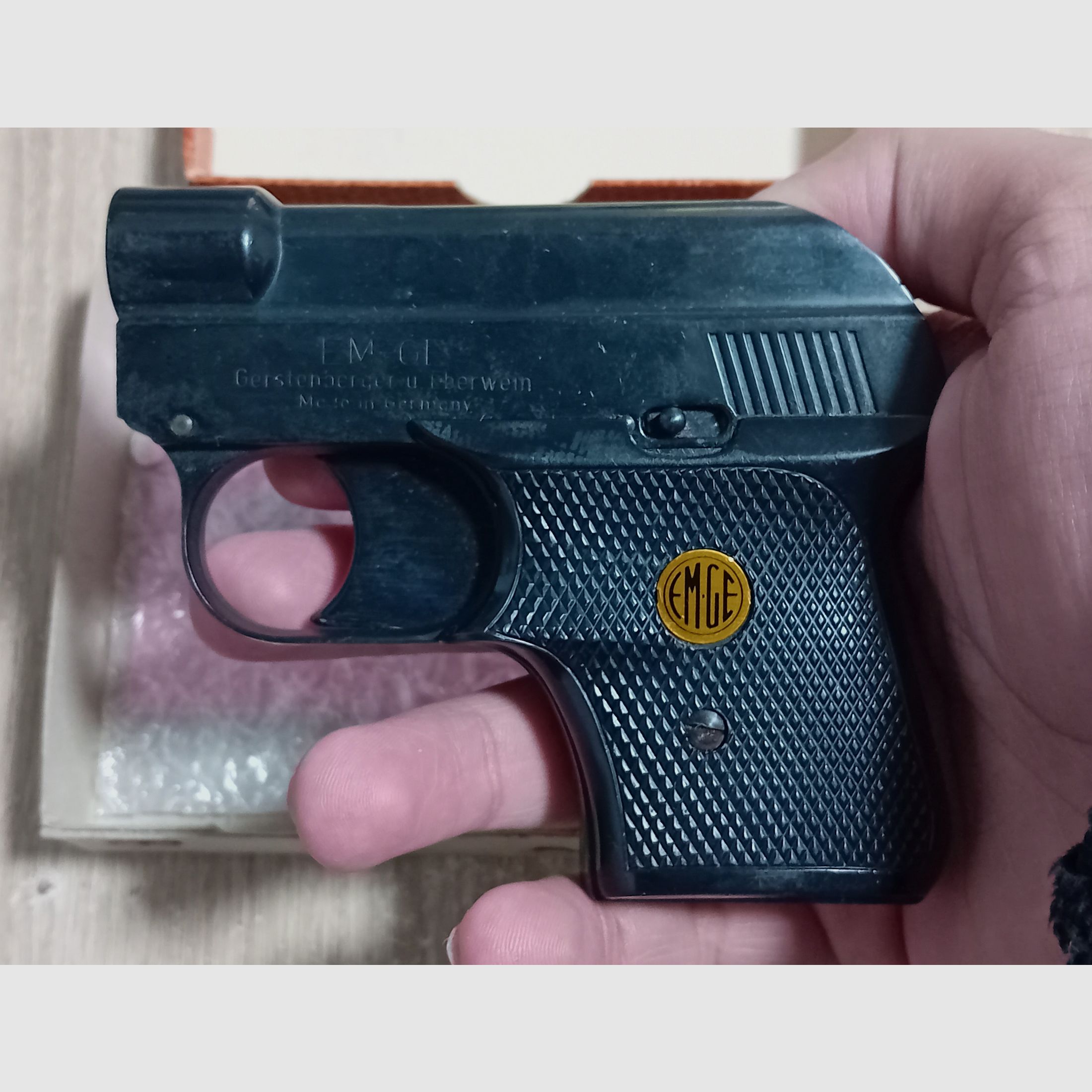 Zeldzame EM-GE Mod. 62 in kal. 6 mm Knall Flobert met verpakking!