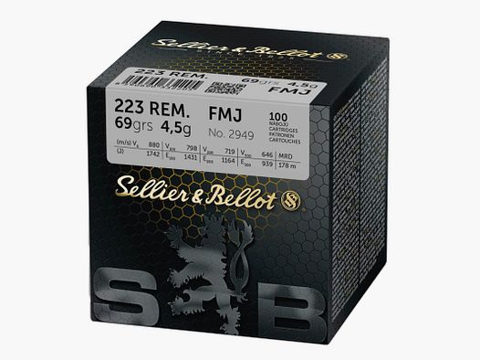 Sellier&Bellot .223 Rem 69gr FMJ (100 uds.)