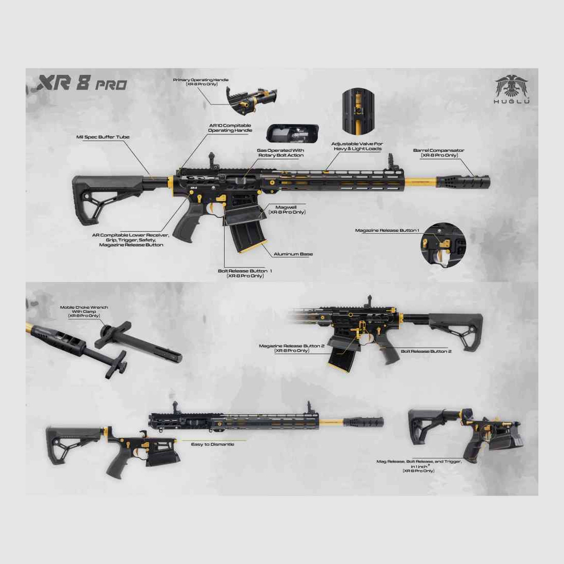 HUGLU XR-8 PRO 12/76 LL 47cm Schwarz / Orange 5 Chokes Kompensator