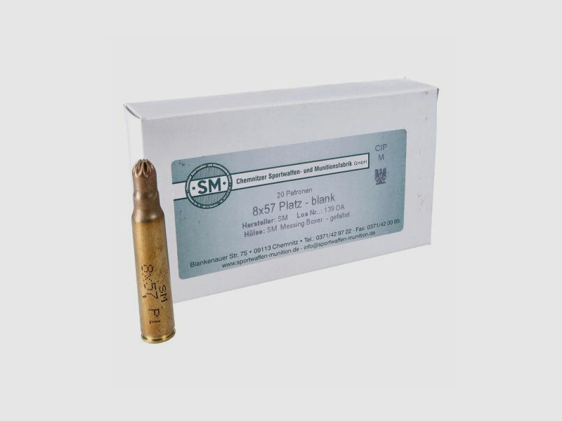 Cartuchos de fogueo 8 x 57 casquillo de latón (20 cartuchos)