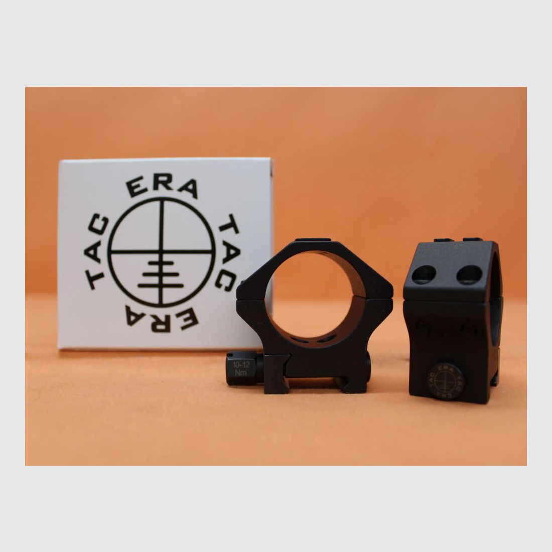 Anelli di montaggio Recknagel Era-Tac 34mm (T5004-0010) con dado, alluminio nero, BH=10mm per profilo Picatinny